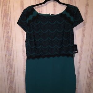 Teal and Black Lace Dress